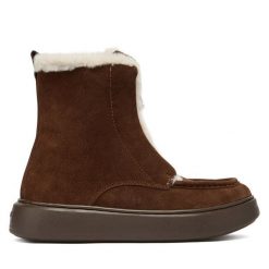 Botki TWINSET. Brązowe botki Twinset, bez wzorów, bez obcasa, na płaskiej podeszwie, bez zapięcia. Za 979.99 zł.