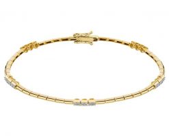 Bransoletka z żółtego złota z brylantami - 18 cm - 0,29 ct - próba 585. Żółte bransoletki Apart, z brylantem, złote. Za 7,990.00 zł.