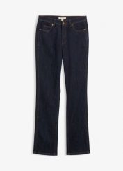Dżinsy z prostymi nogawkami, high waist. Niebieskie jeansy bonprix, bez wzorów, z podwyższonym stanem. Za 124.99 zł.