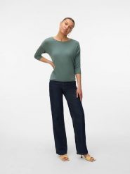 Vero Moda Koszulka w kolorze zielonym rozmiar: XL. Zielone bluzki Vero Moda, xl, bez wzorów, z lyocellu, bez kołnierzyka, bez ramiączek. Za 70.41 zł.