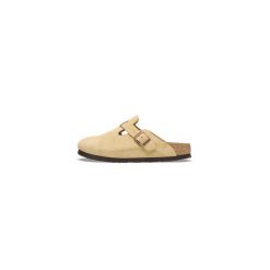 Klapki damskie Birkenstock boston vl. Żółte klapki Birkenstock, bez wzorów, z materiału, bez obcasa. Za 636.70 zł.