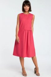 Lniana sukienka trapezowa na lato bez rękawów różowa. Czerwone sukienki Bewear, do pracy, na lato, xxl, bez wzorów, biznesowe, bez kołnierzyka, bez ramiączek, trapezowe. Za 169.00 zł.