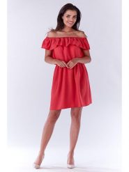 Awama Sukienka w kolorze różowym rozmiar: XL. Czerwone sukienki Awama, xl, bez wzorów, bez kołnierzyka, bez ramiączek, midi. Za 156.95 zł.