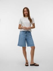 Vero Moda Koszulka w kolorze białym rozmiar: L. Białe bluzki Vero Moda, l, bez wzorów, z bawełny, bez kołnierzyka, bez ramiączek. Za 57.60 zł.