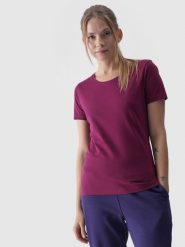 4F T-shirt slim gładki damski - fioletowy S. Fioletowe t-shirty 4f, s, bez wzorów, z bawełny, bez kołnierzyka, bez ramiączek. W wyprzedaży za 29.99 zł.