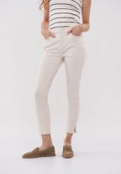 Kremowe jeansy, Slim Cropped, D-BLU. Brązowe jeansy Volcano, m, bez wzorów. Za 169.99 zł.