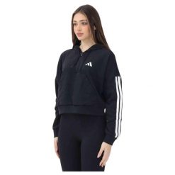 Bluza Adidas Sport W 3S Ft Qz Hd Damskie. Czarne bluzy sportowe Adidas, m, bez wzorów, z bawełny, z kapturem. Za 254.35 zł.
