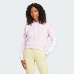 Bluza z kapturem Essentials 3-Stripes French Terry Full-Zip. Białe bluzy Adidas, xl, bez wzorów, z materiału, z kapturem. Za 259.00 zł.
