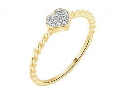 Pierścionek z żółtego złota z diamentami - serce - 0,04 ct - próba 375. Żółte pierścionki Apart, z diamentem, złote. Za 999.00 zł.
