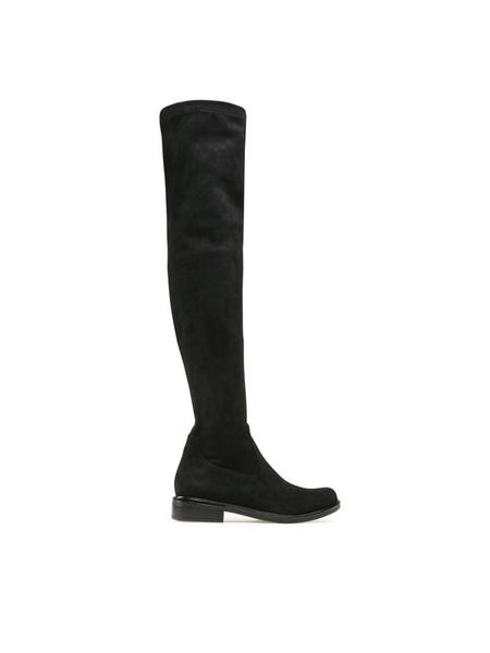 Caprice Muszkieterki 9-25510-41 Czarny. Czarne kozaki Caprice, z materiału, bez obcasa, na płaskiej podeszwie, bez zapięcia. Za 439.99 zł.