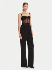 Elisabetta Franchi Kombinezon TU-057-56E2 Czarny Regular Fit. Czarne sukienki Elisabetta Franchi, bez wzorów, z syntetyku, bez kołnierzyka, bez ramiączek. Za 2,689.00 zł.