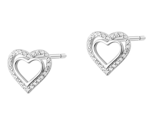 Kolczyki srebrne - serca. Szare kolczyki Apart, srebrne. Za 134.00 zł.