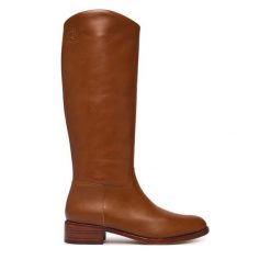 Kozaki LAUREN RALPH LAUREN. Brązowe kozaki Lauren Ralph Lauren, bez obcasa, na płaskiej podeszwie, bez zapięcia. Za 1,599.00 zł.