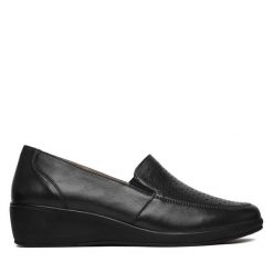 Półbuty Caprice. Niebieskie czółenka Caprice, bez wzorów, bez obcasa, na koturnie, bez zapięcia. Za 339.99 zł.