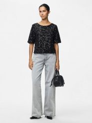 Pieces Top "Kam" w kolorze czarnym rozmiar: XS. Czarne topy Pieces, xs, bez wzorów, bez kołnierzyka, bez ramiączek. Za 113.99 zł.