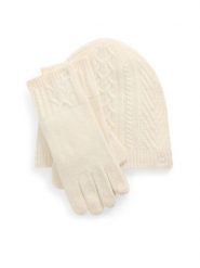 LAUREN RALPH LAUREN Zestaw czapka, szalik i rękawiczki 454960056001 Écru. Czapki Lauren Ralph Lauren, bez wzorów, z materiału. Za 1,049.00 zł.