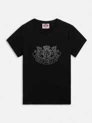 Juicy Couture Koszulka w kolorze czarnym rozmiar: M. Czarne bluzki Juicy Couture, m, bez wzorów, bez kołnierzyka, bez ramiączek. Za 108.99 zł.
