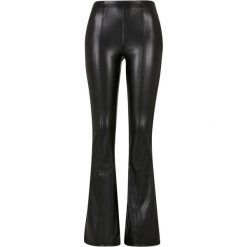 Rozkloszowane Spodnie Damskie Ze Skóry Syntetycznej. Czarne spodnie dresowe Urban Classics, xl, bez wzorów, ze skóry. Za 243.99 zł.