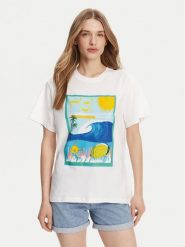 Roxy T-Shirt ERJZT05899 Biały Relaxed Fit. Białe t-shirty Roxy, xs, bez wzorów, z bawełny, bez kołnierzyka, bez ramiączek. Za 129.99 zł.