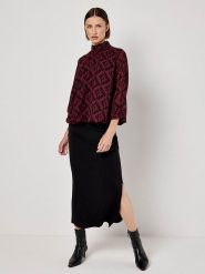 Apricot Bluzka w kolorze czarno-bordowym rozmiar: XL. Czarne bluzki Apricot, xl, bez wzorów, bez kołnierzyka, bez ramiączek. Za 70.41 zł.
