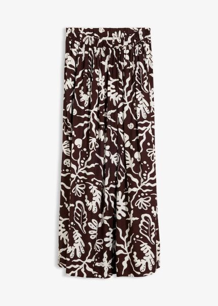 Spódnica midi z lejącej mieszanki wiskozy. Brązowe spódnice bonprix, bez wzorów, z wiskozy, midi. Za 47.99 zł.