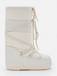 Moon Boot Kozaki zimowe "Icon" w kolorze kremowym rozmiar: 35/38. Brązowe kozaki Moon Boot, na zimę, z materiału, bez obcasa, bez zapięcia. Za 342.60 zł.