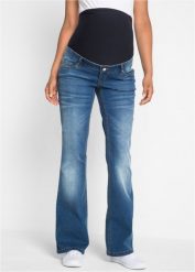 Dżinsy ciążowe, Bootcut. Niebieskie jeansy bonprix, bez wzorów. Za 149.99 zł.