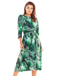 Awama Sukienka w kolorze zielonym ze wzorem rozmiar: S. Zielone sukienki Awama, s, bez wzorów, bez kołnierzyka, bez ramiączek, midi. Za 77.99 zł.