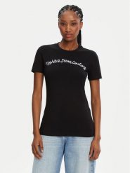 Versace Jeans Couture T-Shirt 78HAHC08 Czarny Slim Fit. Czarne t-shirty Versace Jeans Couture, xs, bez wzorów, z bawełny, bez kołnierzyka, bez ramiączek. Za 269.99 zł.
