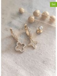 Miu Silver Pozłacane kolczyki (3 szt.) z cyrkoniami rozmiar: onesize. Szare kolczyki Miu Silver, z cyrkonią, pozłacane. Za 86.99 zł.