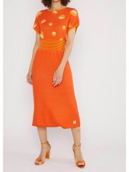 Blutsgeschwister Sukienka "Mix it Quickartistic" w kolorze pomarańczowym rozmiar: M. Pomarańczowe sukienki Blutsgeschwister, m, bez wzorów, z bawełny, bez kołnierzyka, bez ramiączek, midi. Za 188.40 zł.