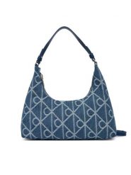 Calvin Klein Torebka Emblem Aop Denim Shoulder Bag LV04F3431G Niebieski. Niebieskie torebki klasyczne Calvin Klein, bez wzorów, z denimu, bez dodatków. Za 489.99 zł.