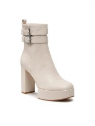 Jenny Fairy Botki PLATFORM-01KW Écru. Botki Jenny Fairy, bez wzorów, ze skóry, bez obcasa, na słupku, bez zapięcia. Za 159.99 zł.