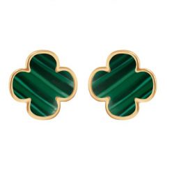 Kolczyki koniczyny z zielonego malachitu w ramce ze złota próby 585. Zielone kolczyki Lilou, z malachitem, złote. Za 878.00 zł.