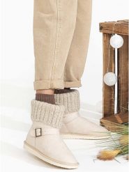 Blackfield Botki zimowe "Kylie" w kolorze kremowym rozmiar: 37. Brązowe botki Blackfield, na zimę, bez wzorów, z materiału, bez obcasa, bez zapięcia. Za 194.95 zł.