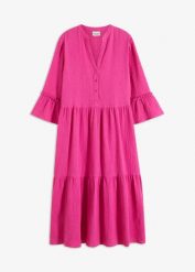 Sukienka midi z miękkiego muślinu. Czarne sukienki bonprix, bez wzorów, bez kołnierzyka, bez ramiączek, midi, oversize. Za 189.99 zł.