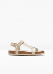 Sandały. Brązowe sandały bonprix, bez wzorów, sportowe, bez obcasa, bez zapięcia. Za 134.99 zł.