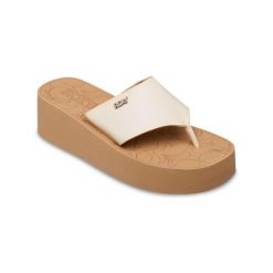 Sandały dla Kobiety SUNSET DREAMS Biały. Białe sandały Roxy, bez wzorów, ze skóry, sportowe, bez obcasa, bez zapięcia. Za 169.99 zł.