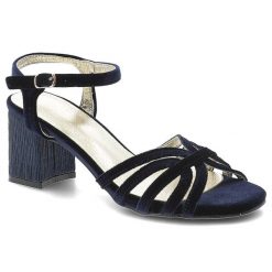 Sandały damskie S.Barski, cholewka z materiały elegancki fason na obcasie, granatowe, SR61-0102. Niebieskie sandały S.BARSKI, bez wzorów, eleganckie, bez obcasa, na obcasie, bez zapięcia. Za 189.00 zł.