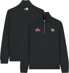 Bluza z zamkiem 1/4 – Polo – Organiczna – Dla dorosłych (Czarna). Czarne bluzy sportowe SURF MONKEY, xl, z aplikacjami, z bawełny, bez kaptura. Za 349.95 zł.