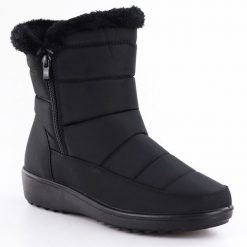 Śniegowce damskie z futerkiem czarne Unisoft 8000. Czarne botki Unisoft, bez wzorów, z materiału, bez obcasa, bez zapięcia. Za 129.99 zł.
