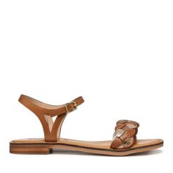 Sandały Geox. Brązowe sandały Geox, bez wzorów, bez obcasa, na płaskiej podeszwie, bez zapięcia. Za 399.99 zł.