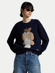 Polo Ralph Lauren Sweter 211972139001 Granatowy Relaxed Fit. Niebieskie swetry Polo Ralph Lauren, m, bez wzorów, z wełny, bez ramiączek. Za 1,999.00 zł.