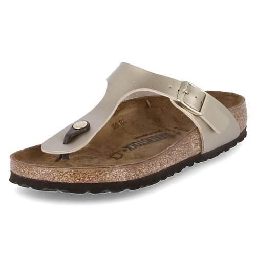 Japonki damskie Birkenstock Gizeh. Żółte klapki Birkenstock, bez wzorów, z materiału, bez obcasa. Za 417.95 zł.