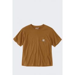 Koszulka damska bawełniana z kieszonką Carhartt Lightweight. Brązowe bluzki Carhartt, l, bez wzorów, z bawełny, sportowe, bez kołnierzyka, bez ramiączek. Za 123.99 zł.