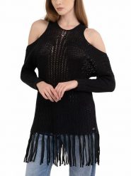 Replay Sweter w kolorze czarnym rozmiar: M. Czarne swetry Replay, m, bez wzorów, z bawełny, bez ramiączek. Za 297.97 zł.