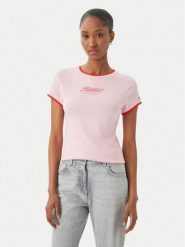 Tommy Hilfiger T-Shirt Logo Graphic Ringer WW0WW49245 Różowy jasny Slim Fit. Czerwone t-shirty TOMMY HILFIGER, xl, bez wzorów, z bawełny, bez kołnierzyka, bez ramiączek. Za 209.99 zł.