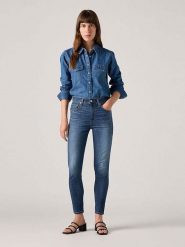 Levi's Dżinsy - Skinny fit - w kolorze niebieskim rozmiar: W28/L32. Niebieskie jeansy Levi's®, l, z aplikacjami, z podwyższonym stanem. Za 248.58 zł.
