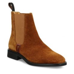 Sztyblety Gant. Brązowe botki GANT, bez wzorów, bez obcasa, na płaskiej podeszwie, bez zapięcia. Za 719.99 zł.