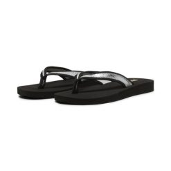 Damskie klapki Sandy Flip PUMA Black Silver Metallic. Czarne klapki Puma, bez wzorów, z materiału, bez obcasa. Za 190.00 zł.